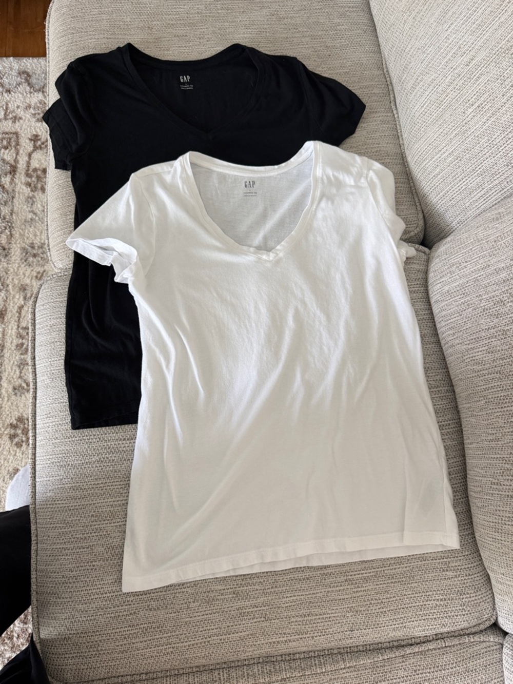GAP V-Neck Short Sleeve Tees in White and Black Lot of 2